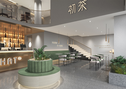 初茶（東莞企石店）-現代簡約風奶茶店設計裝修